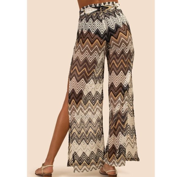 Trina Turk Drift Belted Pointelle Side Slit Cover-up Pants Size Large - Picture 10 of 12